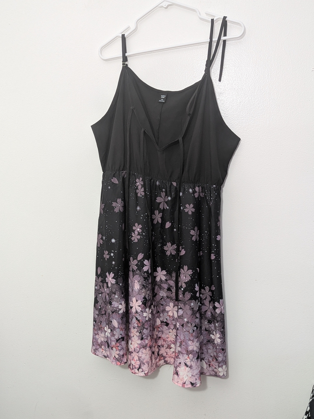 Black Floral Ombre Spaghetti Strap Dress